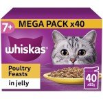 WHISKAS Senior Wet Cat Food Pouches - Poultry