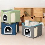 Cozy Foldable Cat Bed with Scratching Board