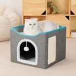 Cozy Foldable Cat Bed with Scratching Board