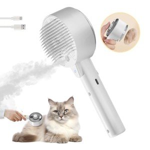 Cat Grooming Steam Brush with Self-Cleaning Feature