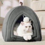 Cozy Hooded Cat Cave Bed - Dark Grey
