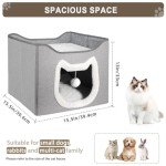 Cozy Foldable Cat House with Fluffy Ball