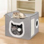 Cozy Foldable Cat House with Fluffy Ball