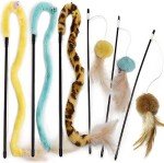 Interactive Cat Feather Teaser Wand with Bells