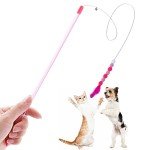 Interactive Cat Feather Wand Toy with Bell Pompom