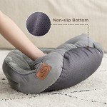 Cozy Round Cat Bed with Reversible Cushion - Grey