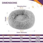 Cozy Plush Donut Cat Bed - Grey 50cm