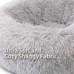 Cozy Round Plush Donut Pet Bed in Grey