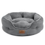 Cozy Round Cat Bed with Reversible Cushion - Grey