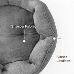 Cozy Round Cat Bed with Reversible Cushion - Grey