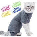 Cat Recovery Suit with 4 Spring Toys - Grey