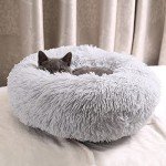 Cozy Round Plush Donut Pet Bed in Grey