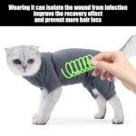 Cat Recovery Suit with 4 Spring Toys - Grey