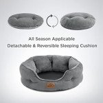 Cozy Round Cat Bed with Reversible Cushion - Grey