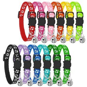 12-Pack Adjustable Reflective Cat Collars with Bells