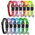 12-Pack Adjustable Reflective Cat Collars with Bells