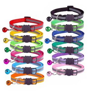 Reflective Cat Collars with Bells - Adjustable Set