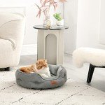 Cozy Round Cat Bed with Reversible Cushion - Grey