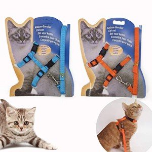 Adjustable Cat Harness and Leash Set, 2 Pack