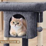 Cat Tree Tower with Condo and Perches - Dark Grey