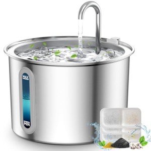 Stylish Stainless Steel Cat Water Fountain, 2L