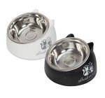 Raised Cat Bowls & Accessories Kit (Black/White)