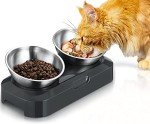 PewinGo Elevated Cat Bowl with Stainless Steel Feeder