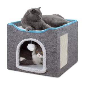 Cozy Foldable Cat Bed with Scratching Board