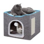 Cozy Foldable Cat Bed with Scratching Board