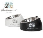 Raised Cat Bowls & Accessories Kit (Black/White)