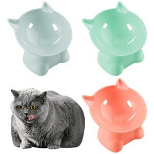 Elevated 3-Pack Cat Feeding Bowls – Anti-Vomit