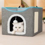 Cozy Foldable Cat Bed with Scratching Board