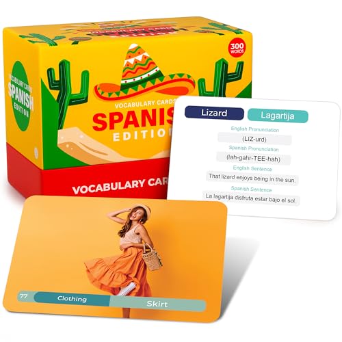 Spanish Vocabulary Flashcards for Beginners - 300 Cards