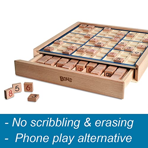 Wooden Sudoku Game with 100 Puzzles and Drawer