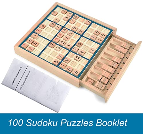 Wooden Sudoku Game with 100 Puzzles and Drawer
