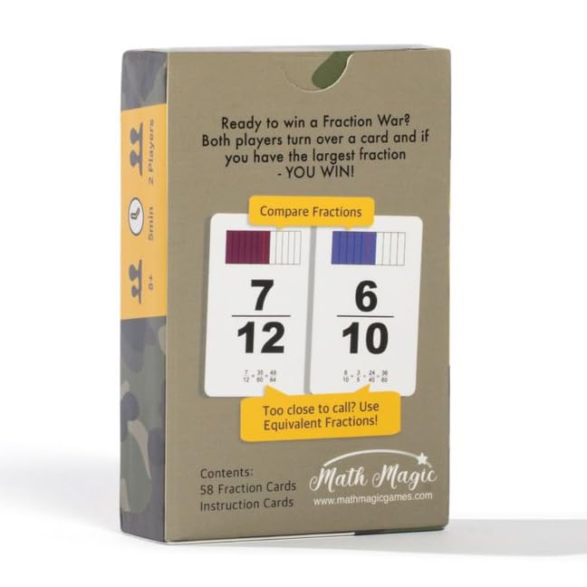 Fraction War Fun Math Game for Grades 2-5 (1 Pack)
