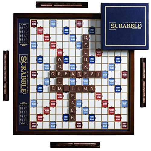 Wooden Rotating Board Scrabble Deluxe Edition