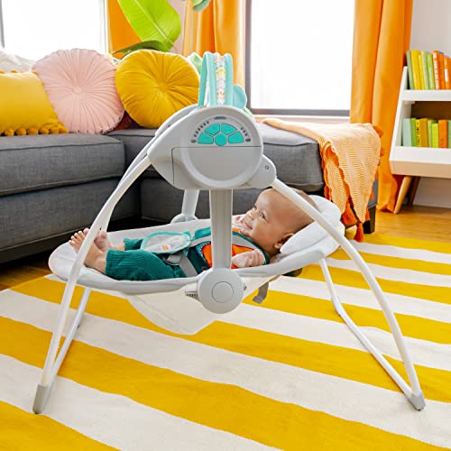 Bright Starts Whimsical Wild Portable Compact Automatic Swing with Melodies