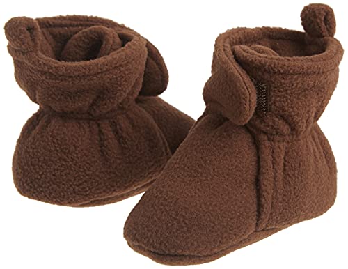 Hudson Baby Unisex Cozy Fleece Booties, Brown, 6-12 Months