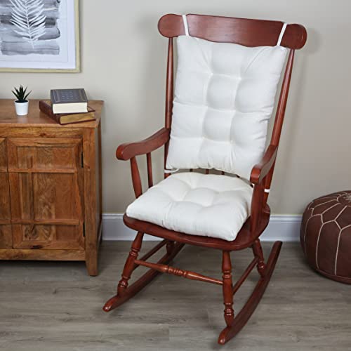The Gripper Non-Slip Omega Jumbo Rocking Chair Cushions, 17" x 17", Ivory