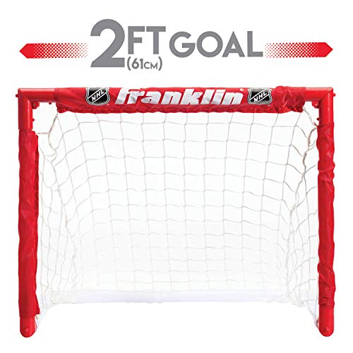 Franklin Sports Kids Folding Hockey 2 Goal Set - NHL - Street Hockey & Knee Hockey - Includes 2 Adjustable Hockey Sticks, 2 Knee Hockey Sticks, 2 Hockey Balls - 24 x 19 x 19 Inch Goal