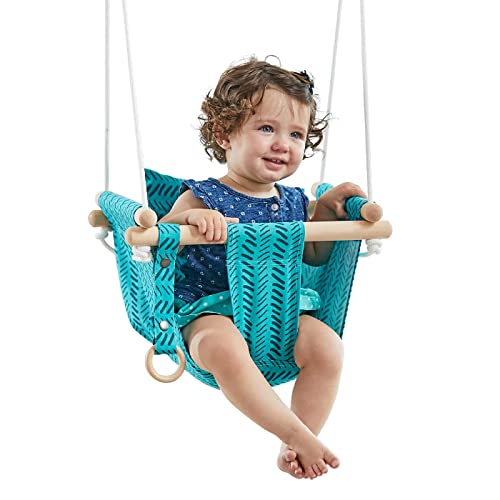 HAPPY PIE PLAY&ADVENTURE Secure Canvas Hanging Swing Seat Indoor Outdoor Hammock Toy for Toddler (Bright Green)