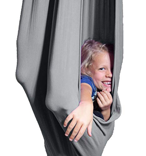 SENSORY4U Indoor Therapy Swing for Kids with Special Needs (Hardware Included) Snuggle Swing | Cuddle Hammock for Children with Autism, ADHD, Aspergers | Great for Sensory Integration (Gray Color)