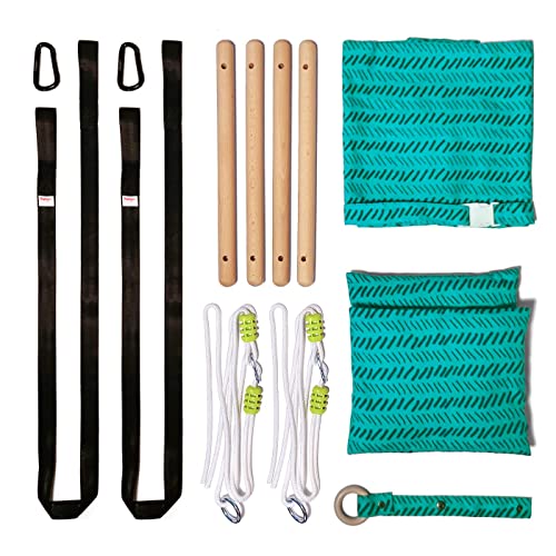 HAPPY PIE PLAY&ADVENTURE Secure Canvas Hanging Swing Seat Indoor Outdoor Hammock Toy for Toddler (Bright Green)