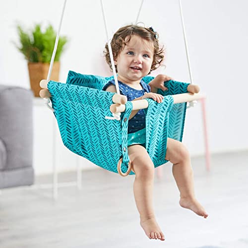HAPPY PIE PLAY&ADVENTURE Secure Canvas Hanging Swing Seat Indoor Outdoor Hammock Toy for Toddler (Bright Green)