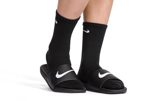 NIKE Kids' Kawa Slide Sandal, Black/White, 6 M US Big Kid