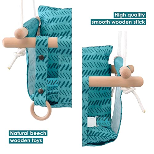 HAPPY PIE PLAY&ADVENTURE Secure Canvas Hanging Swing Seat Indoor Outdoor Hammock Toy for Toddler (Bright Green)