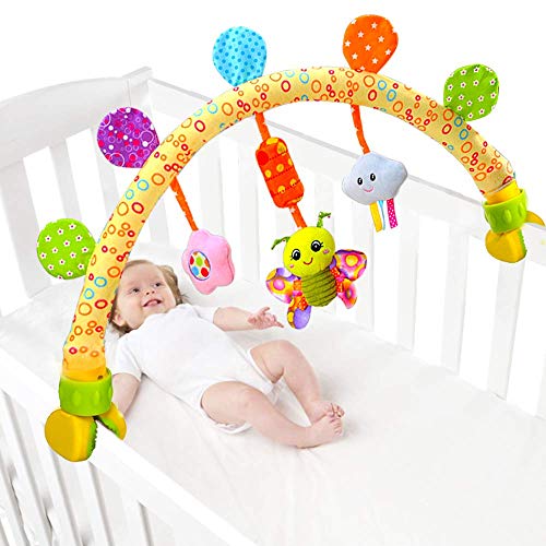 caterbee Travel Arch Stroller Toys for Infant & Toddlers, Baby Crib Accessory & Pram Activity Bar Toy for Senses and Motor Skills Development Indoor and Outdoor