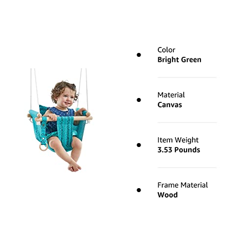 HAPPY PIE PLAY&ADVENTURE Secure Canvas Hanging Swing Seat Indoor Outdoor Hammock Toy for Toddler (Bright Green)