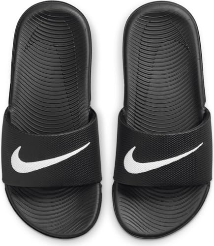 NIKE Kids' Kawa Slide Sandal, Black/White, 6 M US Big Kid